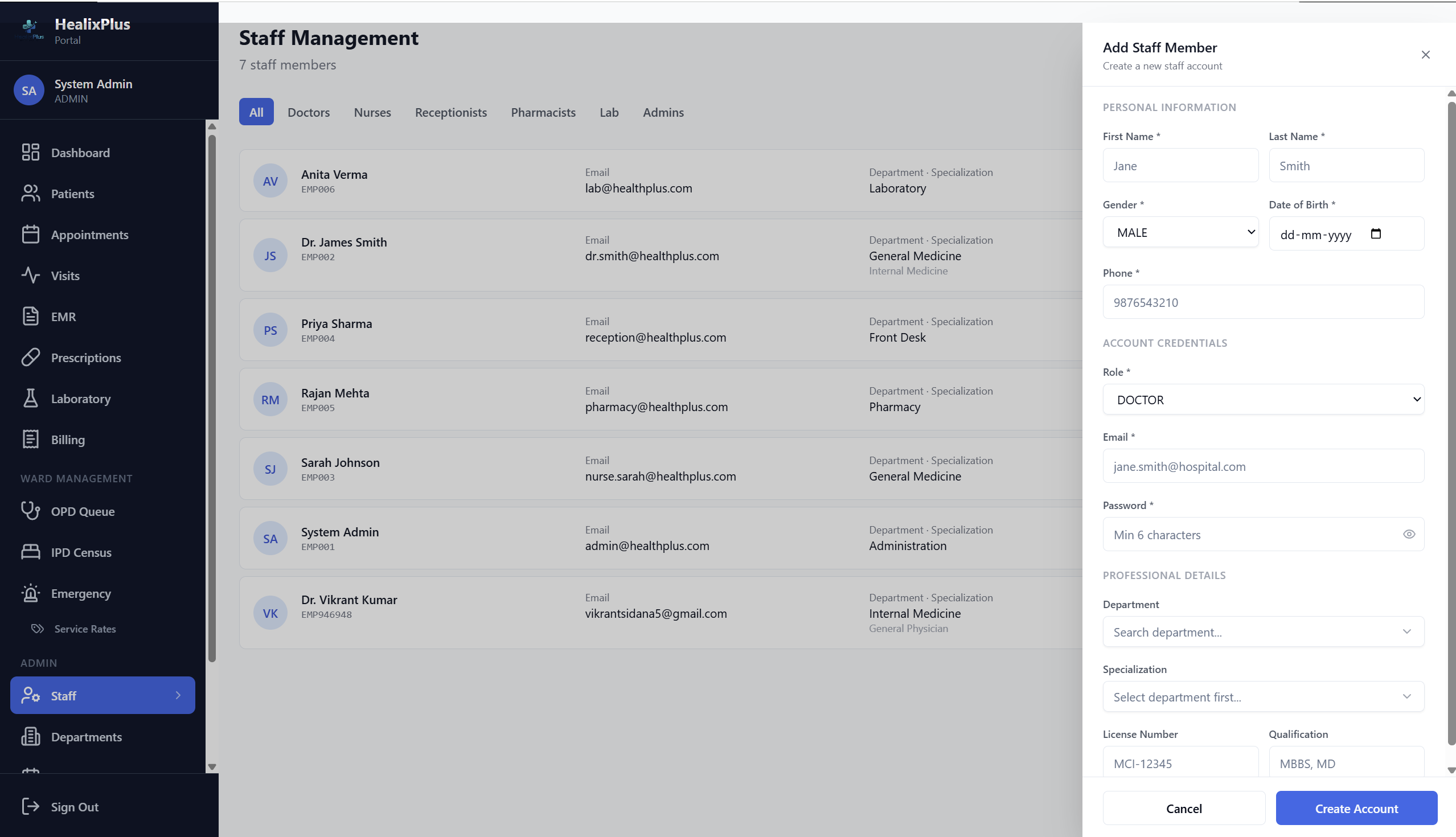 HealixPlus — Register Staff & Doctors