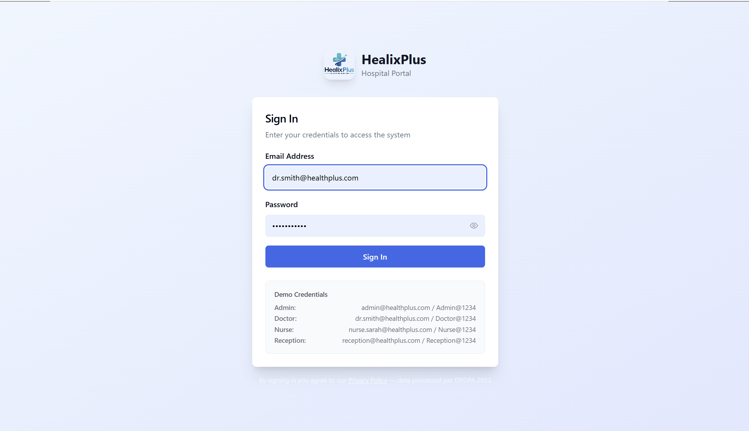 HealixPlus — Doctor Login
