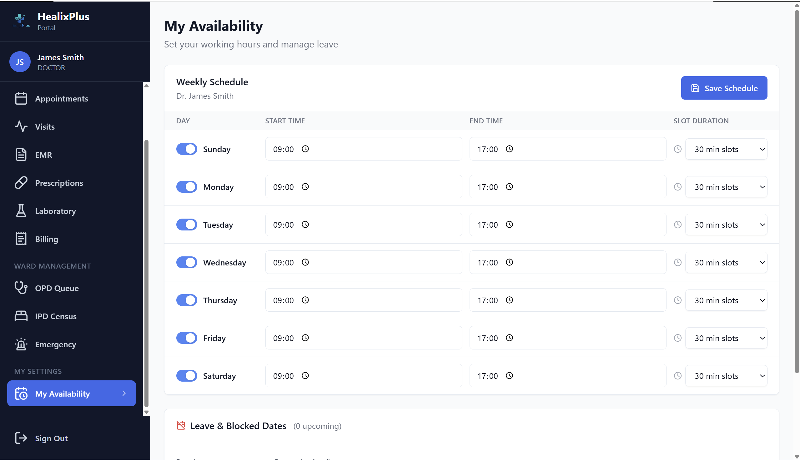 HealixPlus — Set Availability